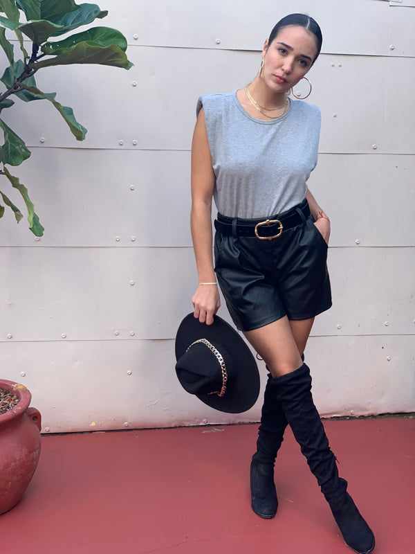 Shoulder Padded T-Shirt