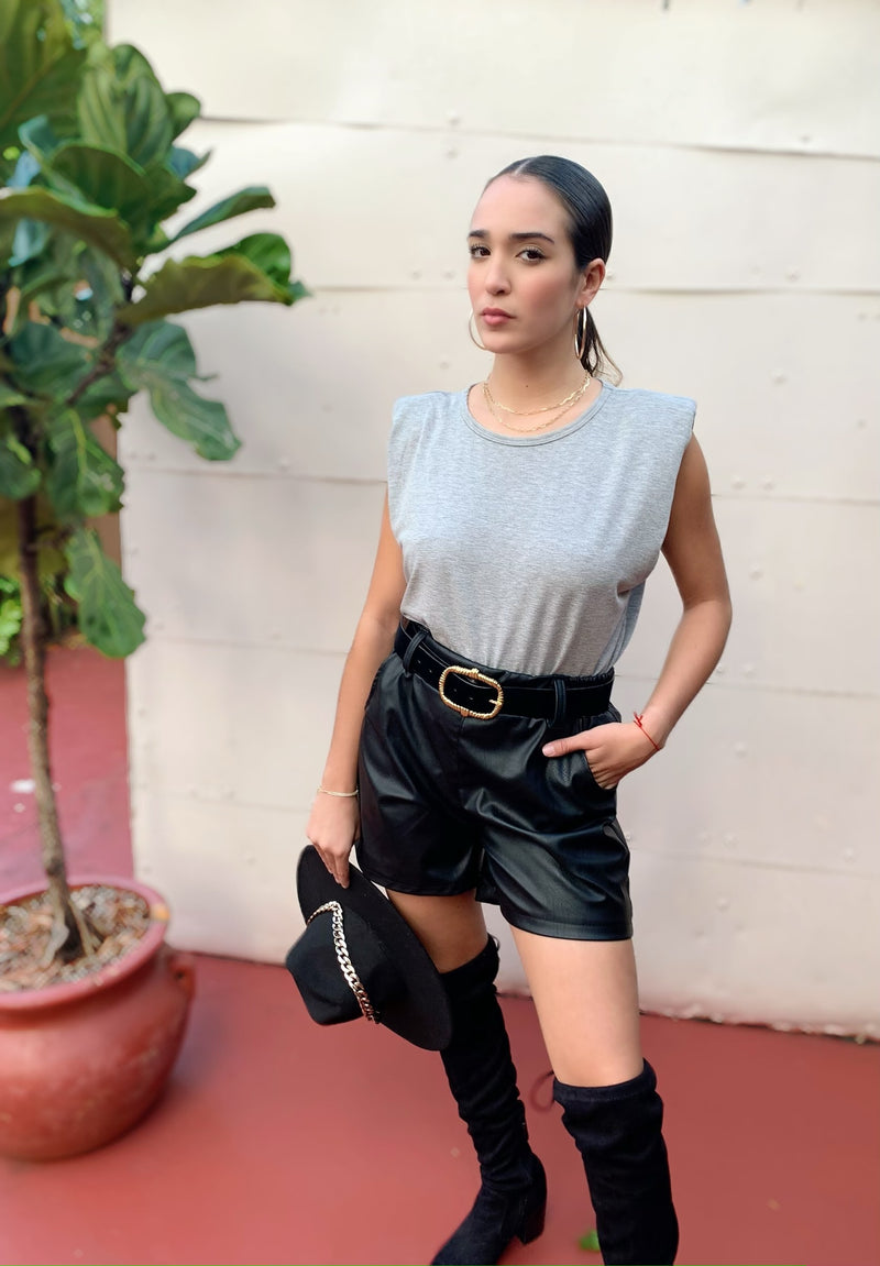 Shoulder Padded T-Shirt