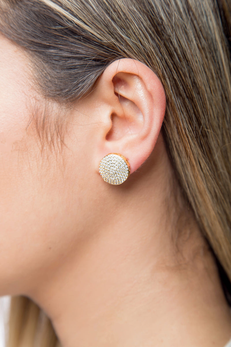 Gold stud medallion earrings