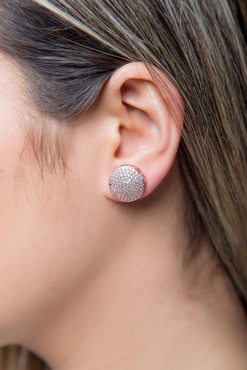Rose gold medallion stud earrings