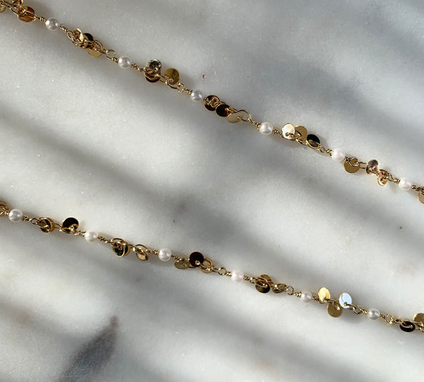 Mini Coin + Pearl Mask Chain