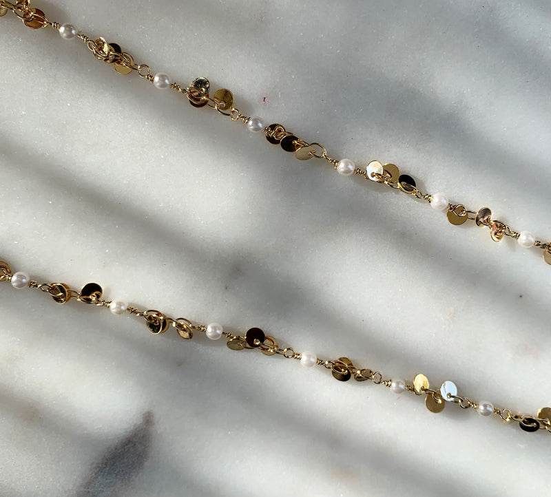 Mini Coin + Pearl Mask Chain