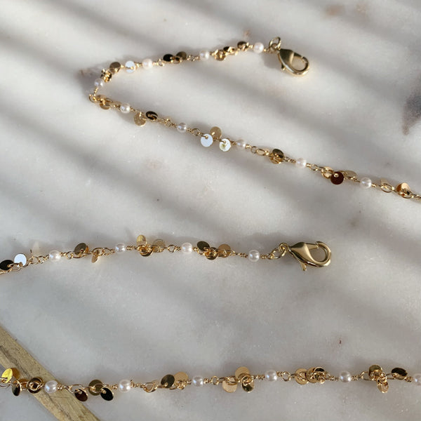 Mini Coin + Pearl Mask Chain