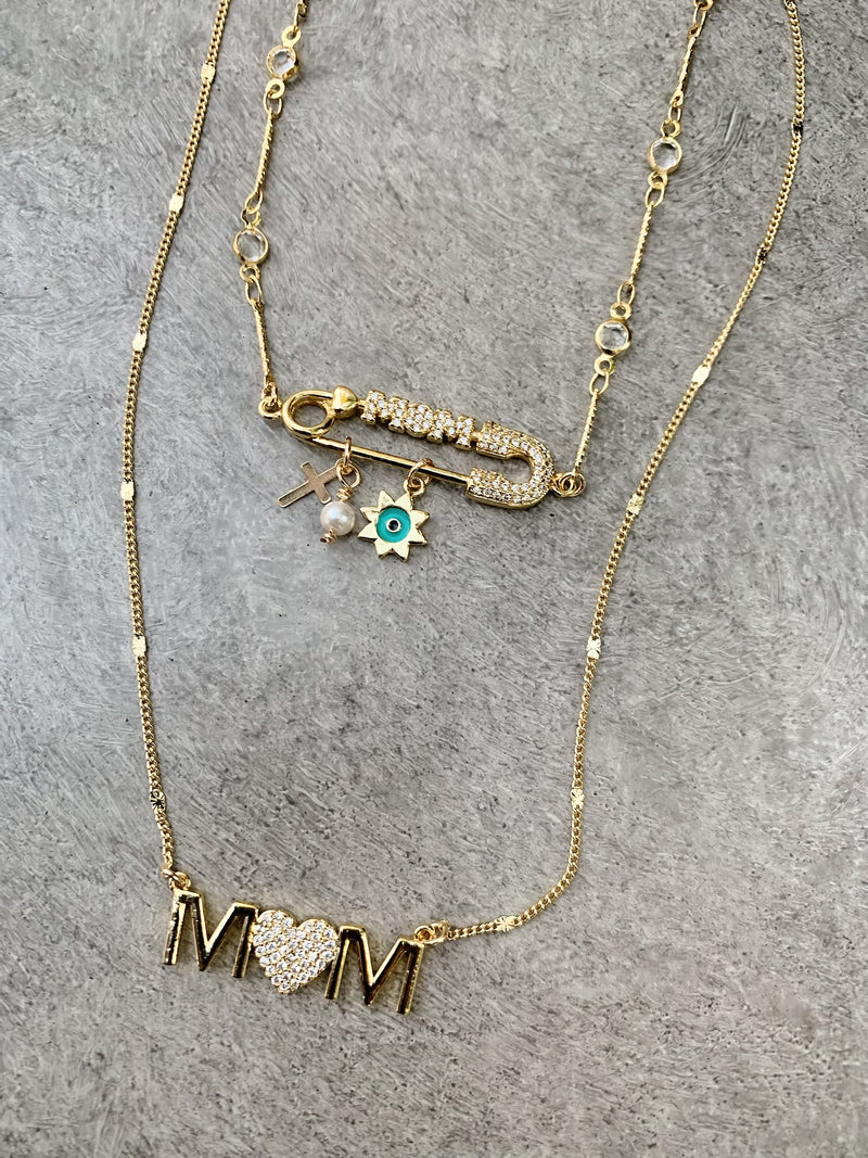 Mom Safety Pin Necklace