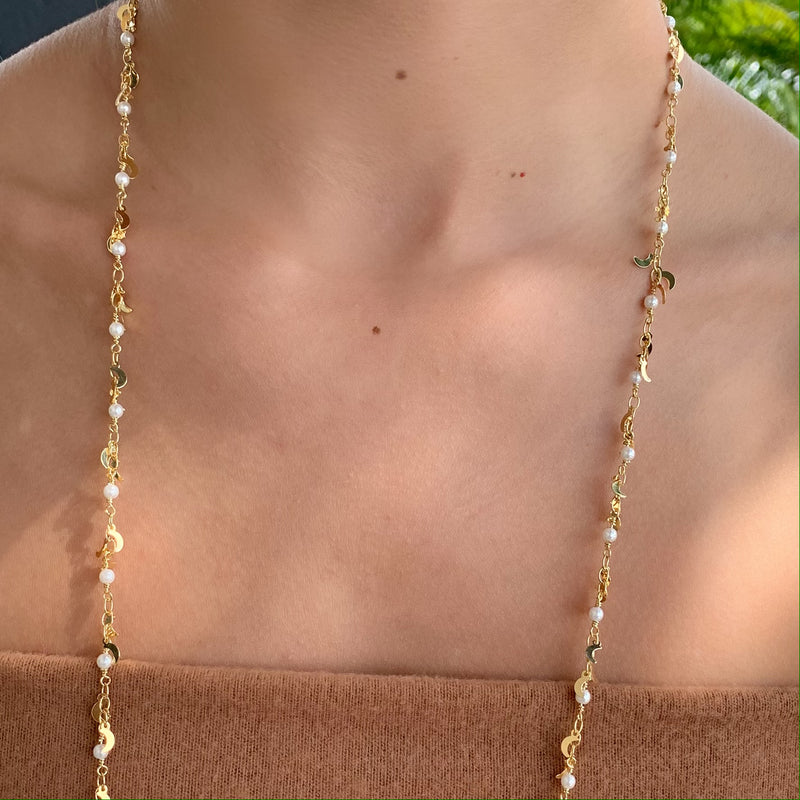 Mini Moons + Pearl Mask Chain