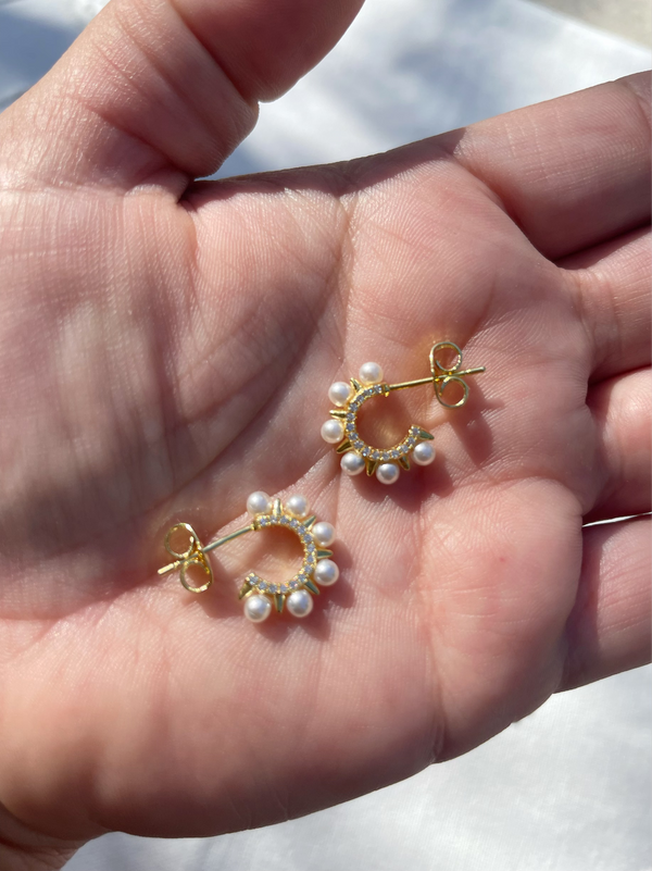 Mini Spike Pearl Hoops