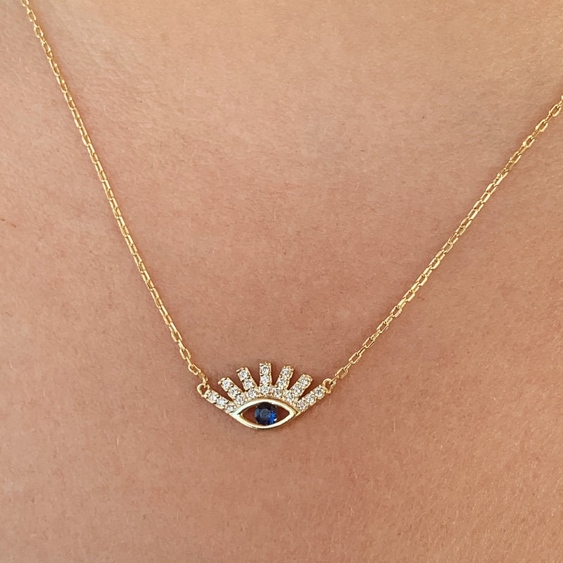 Sapphire Mini Evil Eye Necklace