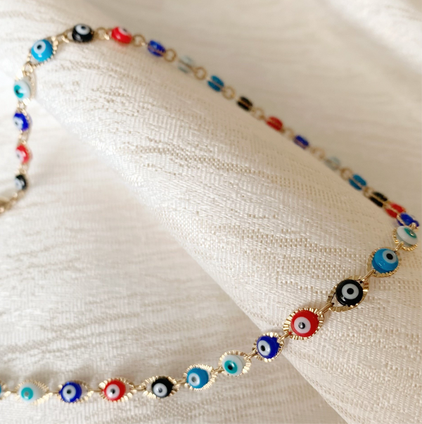 Dainty Evil Eye Choker + Necklace