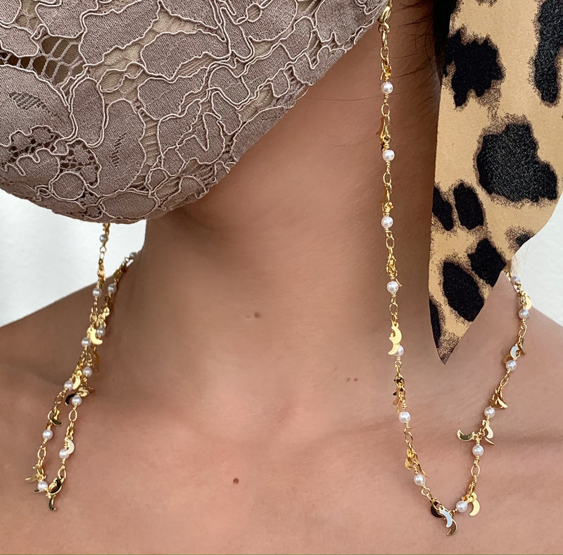 Mini Moons + Pearl Mask Chain