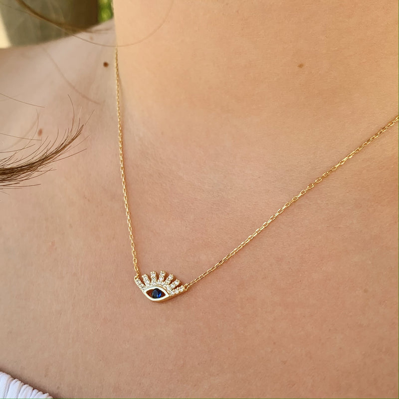 Sapphire Mini Evil Eye Necklace