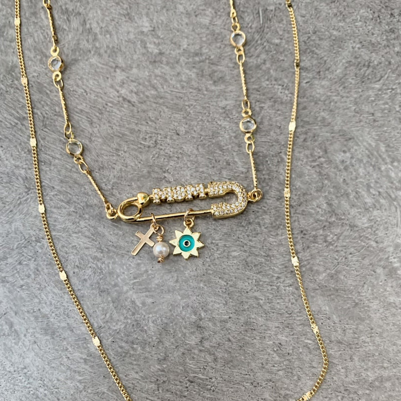 Mom Safety Pin Necklace