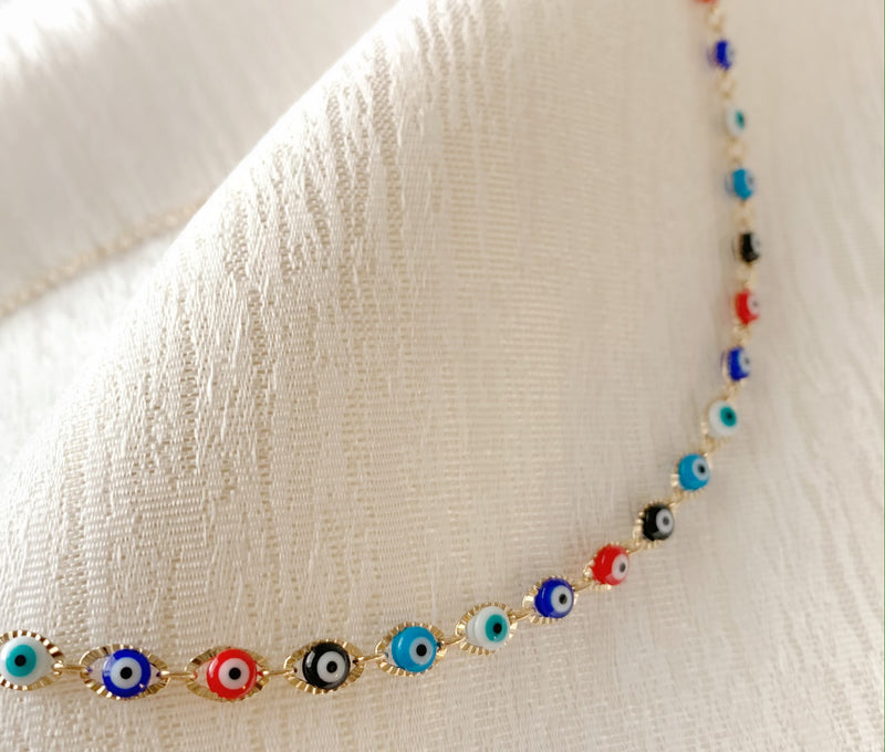 Dainty Evil Eye Choker + Necklace