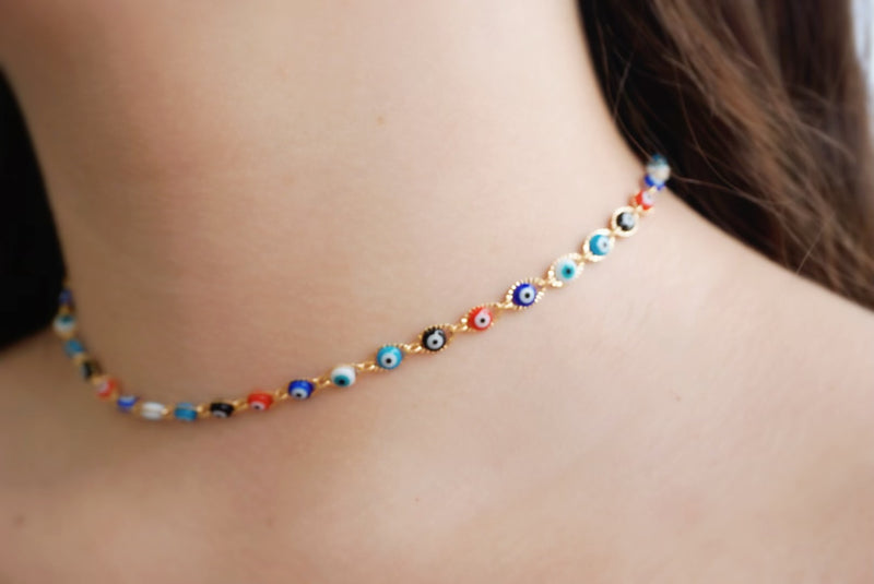 Dainty Evil Eye Choker + Necklace