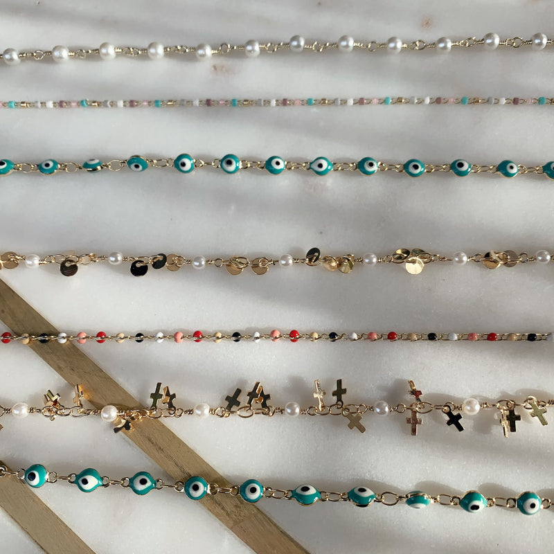 Mini Coin + Pearl Mask Chain