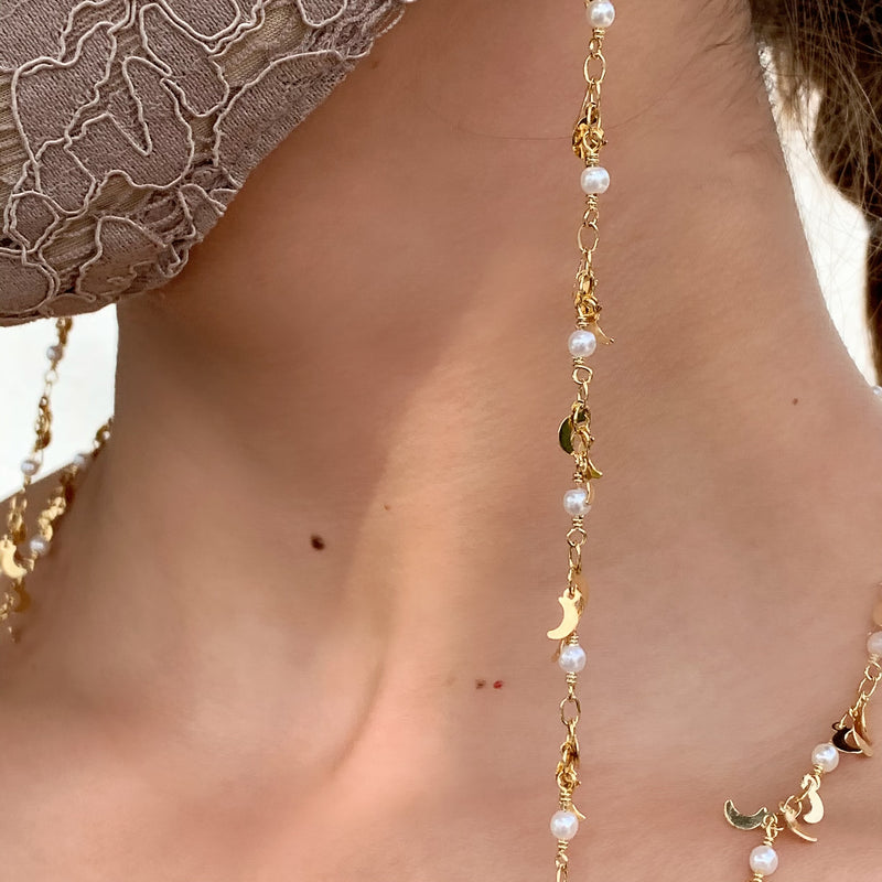 Mini Moons + Pearl Mask Chain