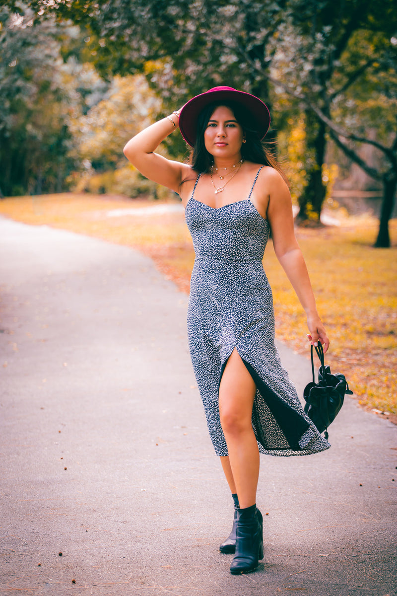 Front Slit Midi Dress